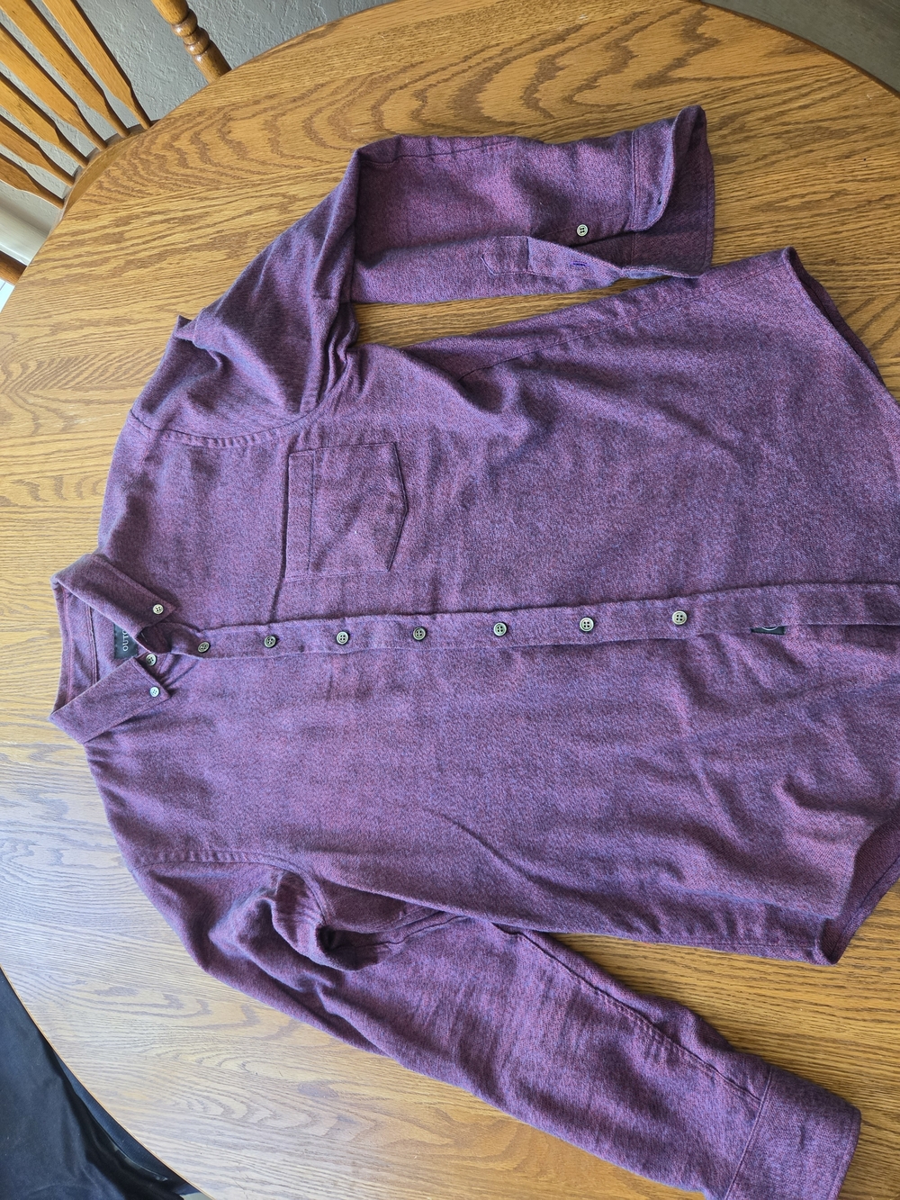 Outclass Plum Purple Melange Cotton Flannel Shirt Mens Size Large Made In Canada